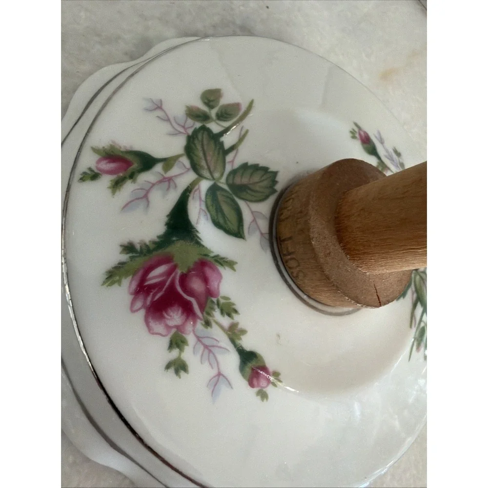 Antique Standing Two-Sided Mirror with Pink Roses Japan 10